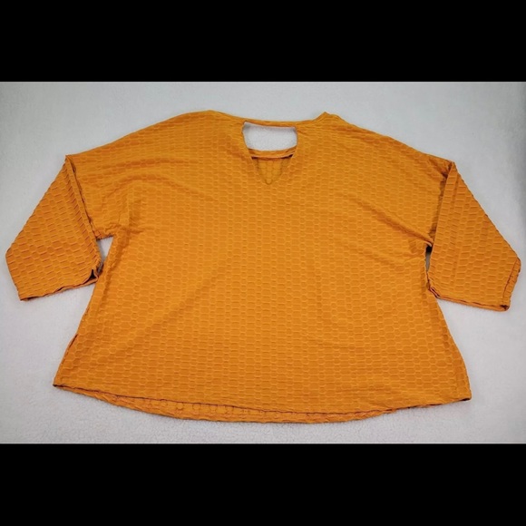 Cocomo NWT Yellow Textured Crewneck Dolman Sleeve Blouse Womens Top Plus… - Picture 6 of 9